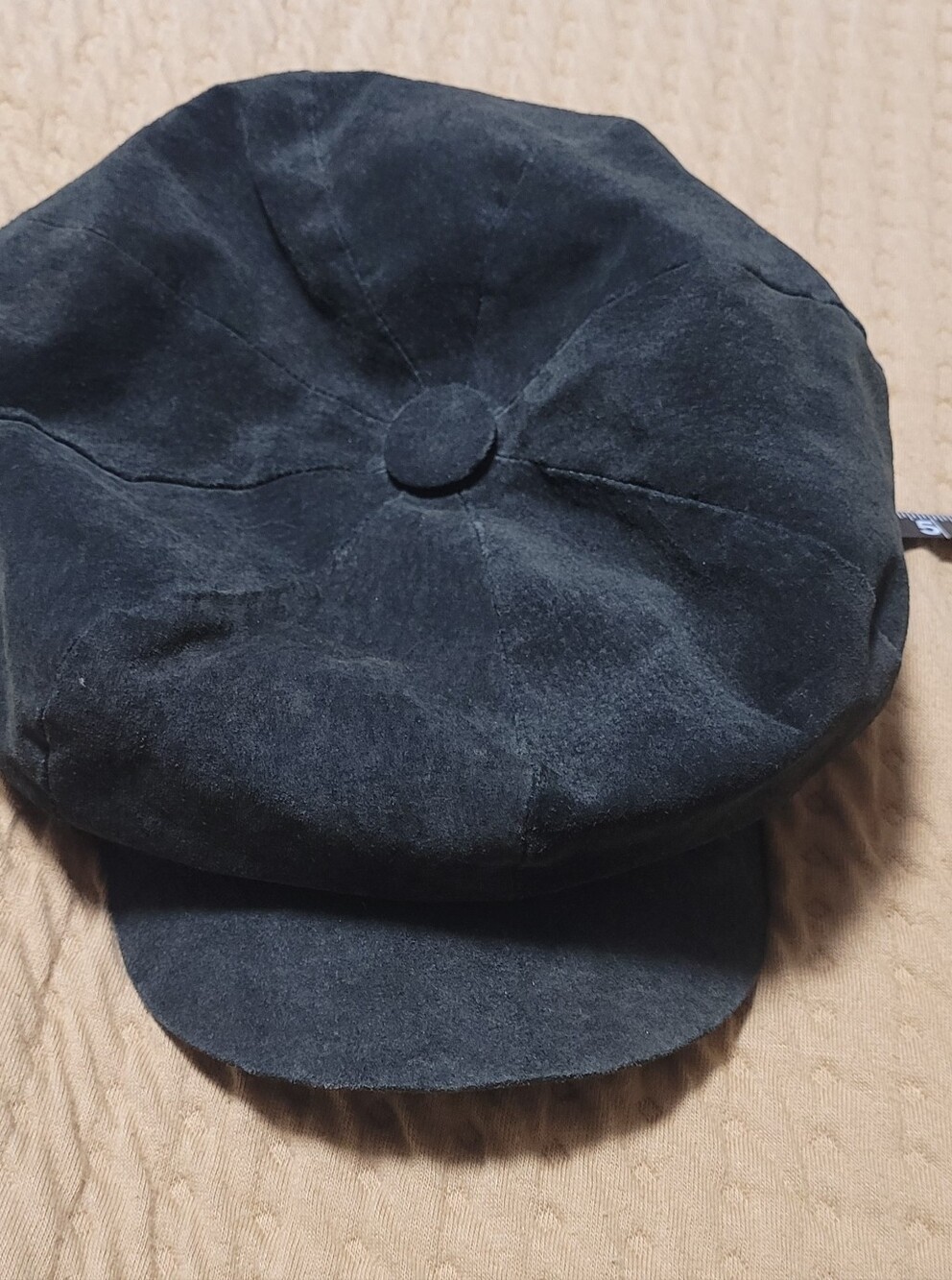 Black Suede Newsboy Cap